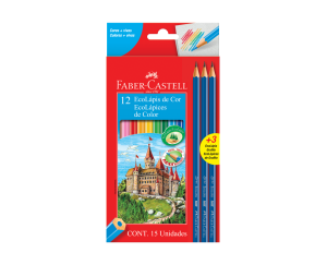 LAPIS DE COR FABER CASTELL 12 CORES + 3 LAPIS PRETO