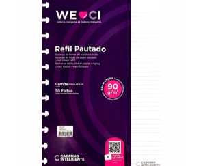REFIL CADERNO INTELIGENTE GRANDE PAUTADO 90G C/50FLS