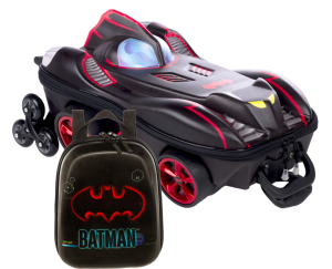 KIT MOCHILA 3D C/ RODINHA + LANCHEIRA DIPLOMATA BATMAN CHROME WHEELS