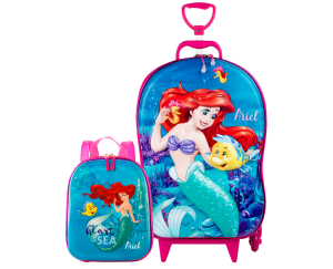 KIT MOCHILA 3D C/ RODINHA + LANCHEIRA DIPLOMATA PEQUENA SEREIA