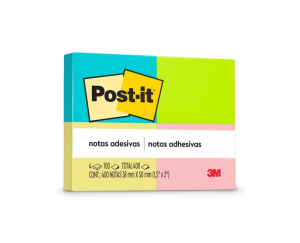 BLOCO ADESIVO POST-IT 3M 38X50MM 100FLS CORES NEON