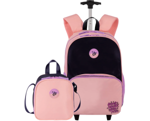 KIT MOCHILA RODINHA + LANCHEIRA SESTINI CAPRICHO BLOCK PESSEGO LILAS